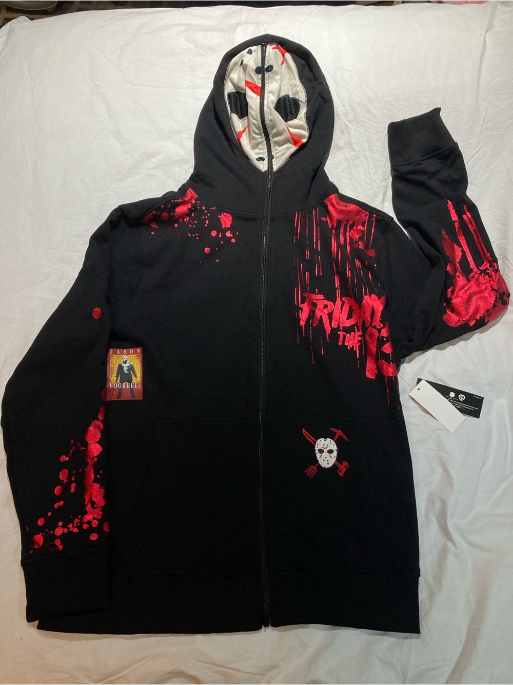 Friday the 13th Jason Voorhees Full zip up masked hoodie. Men’s size 2X, NWT!